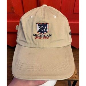 4Head 4 Head Vintage PGA Tour Michigan Pro -Pro Cleveland Gold Tan Ball Cap EUC